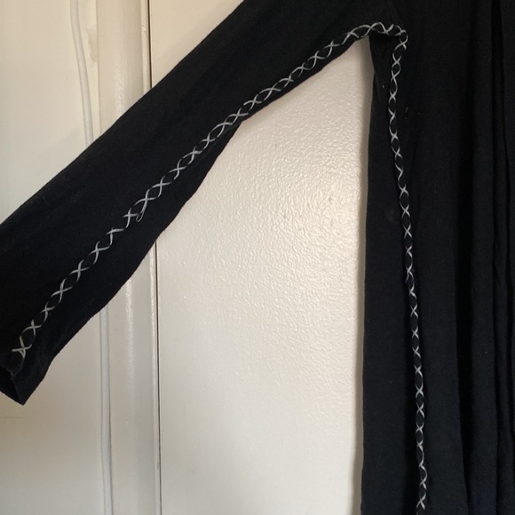 Embroidered Wrap Open Front Sweater - Picture 4 of 5